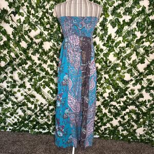 Pure energy blue and purple strapless maxi dress